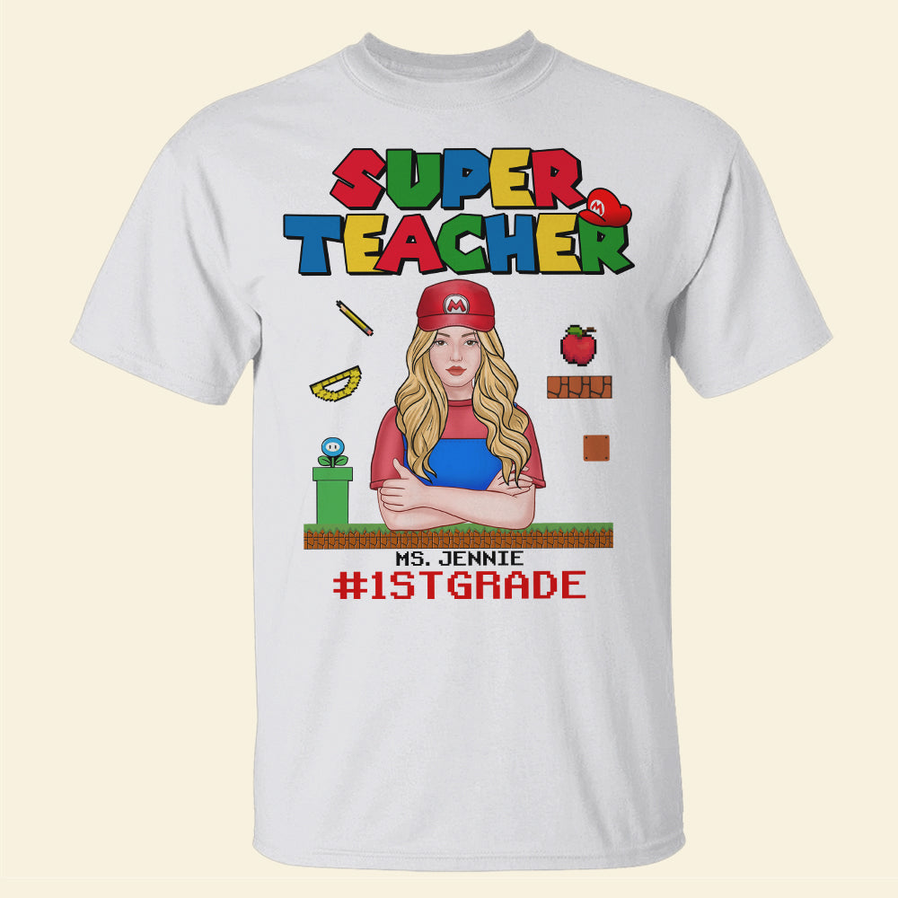 Super Teacher Personalized T-Shirt - Customizable Mario Inspired Teacher Gift