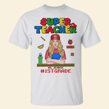 Load image into Gallery viewer, Super Teacher Personalized T-Shirt - Customizable Mario Inspired Teacher Gift
