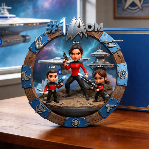 “#1 Mom” - Personalized Best Captain Mom Acrylic Plaque - Unique Gift for Mom, Grandma, and More Shaped Plaques PopCulturePrints