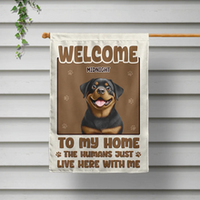 Load image into Gallery viewer, Welcome Home, Where Dogs and Humans Share Love - Personalized Flag for Pet Lovers Flag PopCulturePrints
