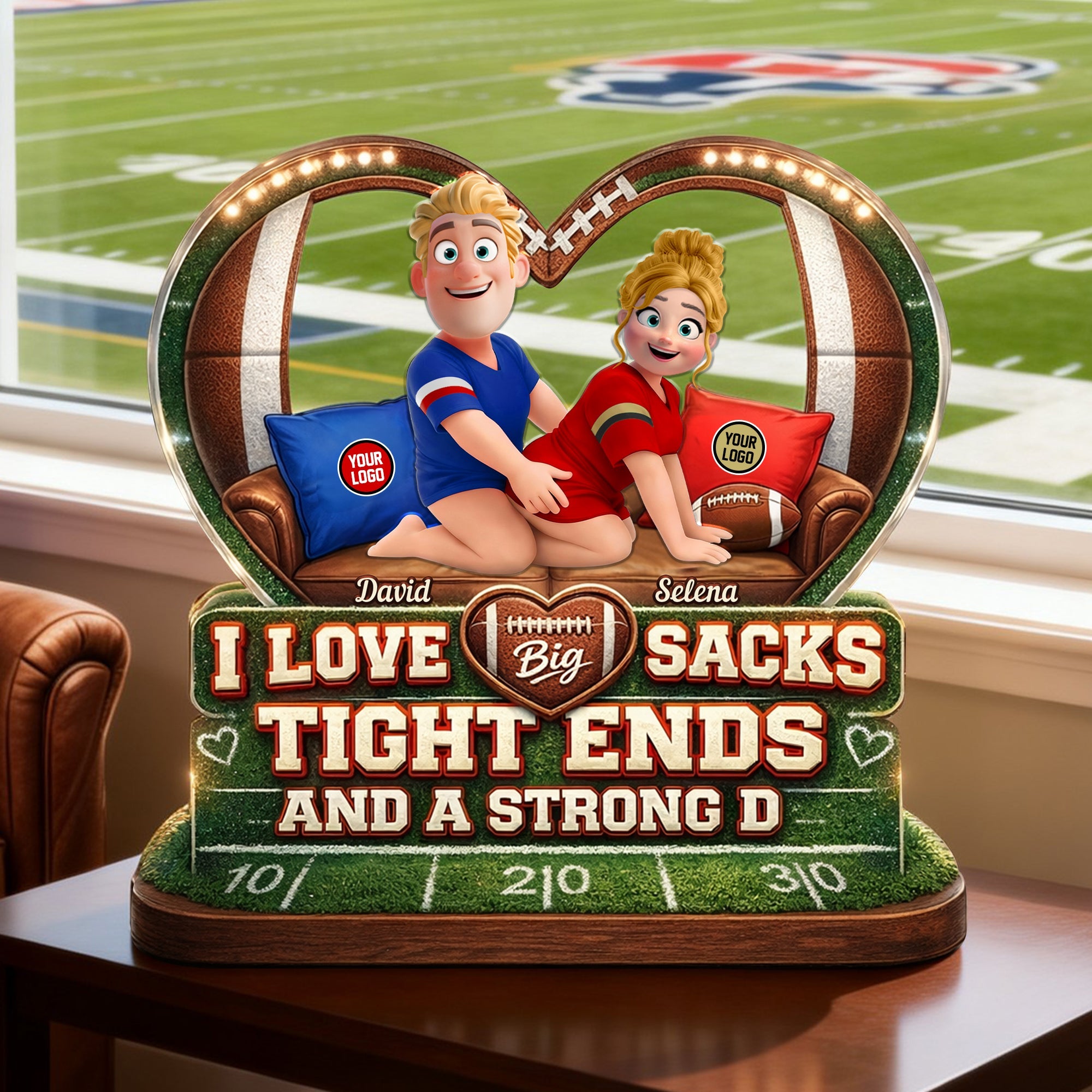 I Love Big Sacks - Sporty Couple Acrylic Plaque - Personalized Gift For Sporty Couples Shaped Plaques PopCulturePrints