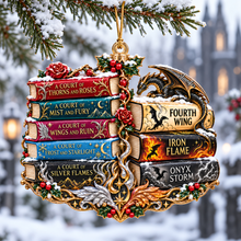 Load image into Gallery viewer, “A Journey Through the Pages” - Enchanted Fantasy Books Acrylic Ornament, Personalized Gift for Book Lovers
