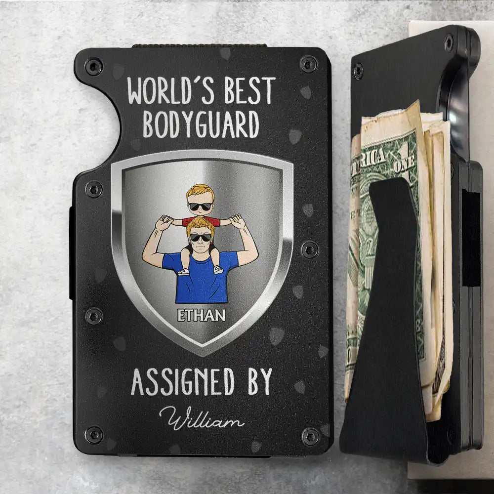 World's Best Bodyguard - Personalized Card Wallet with Money Clip Card Wallet PopCulturePrints