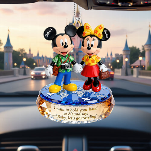 I Want to Hold Your Hand at 80 - Personalized Travel Couple Car Ornament Ornament PopCulturePrints