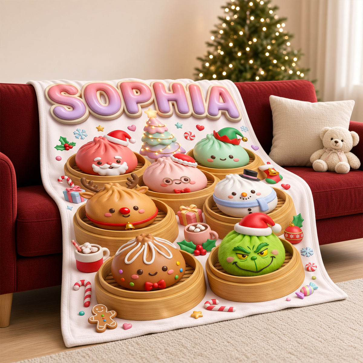Bring Joy this Christmas - Lovely Dumpling Blanket, Personalized Gift for Kids