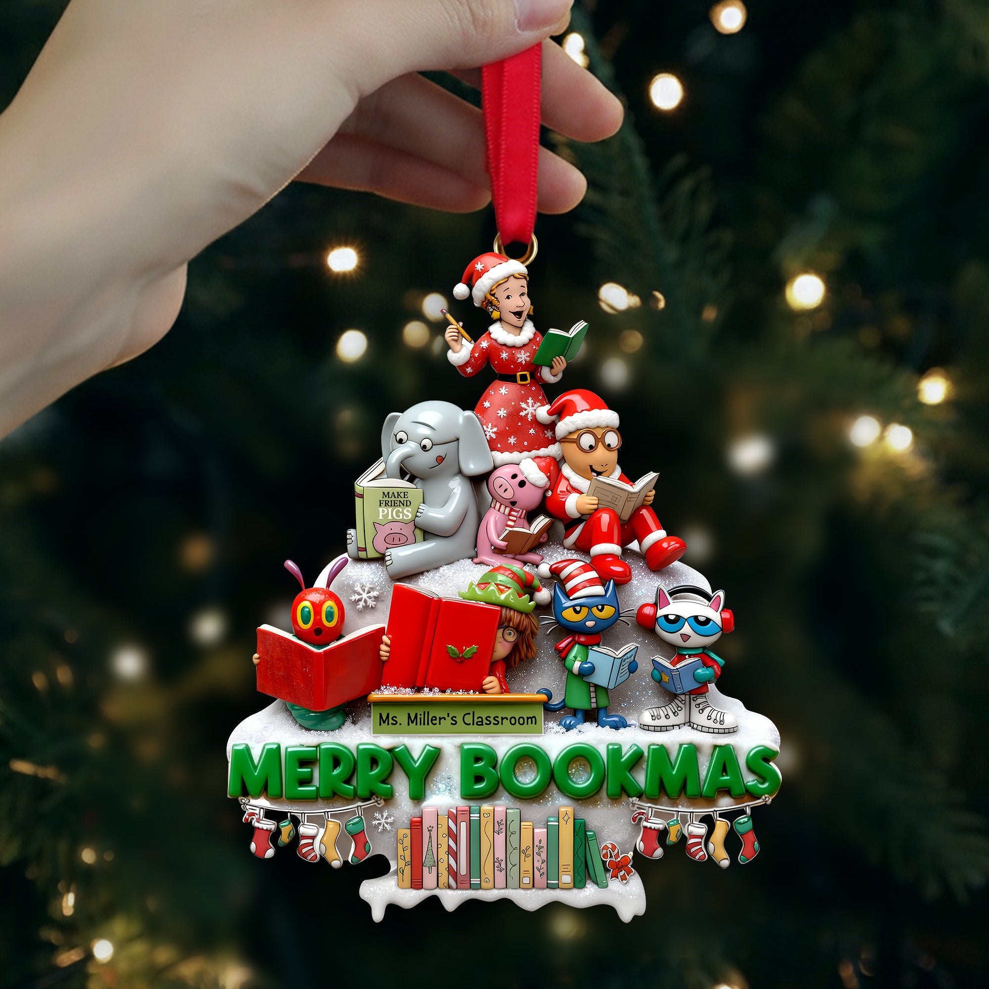 “Celebrate Learning with Joy” - Personalized Classroom Decor Ornament - Gift for Teachers, Students & Book Lovers Ornament PopCulturePrints
