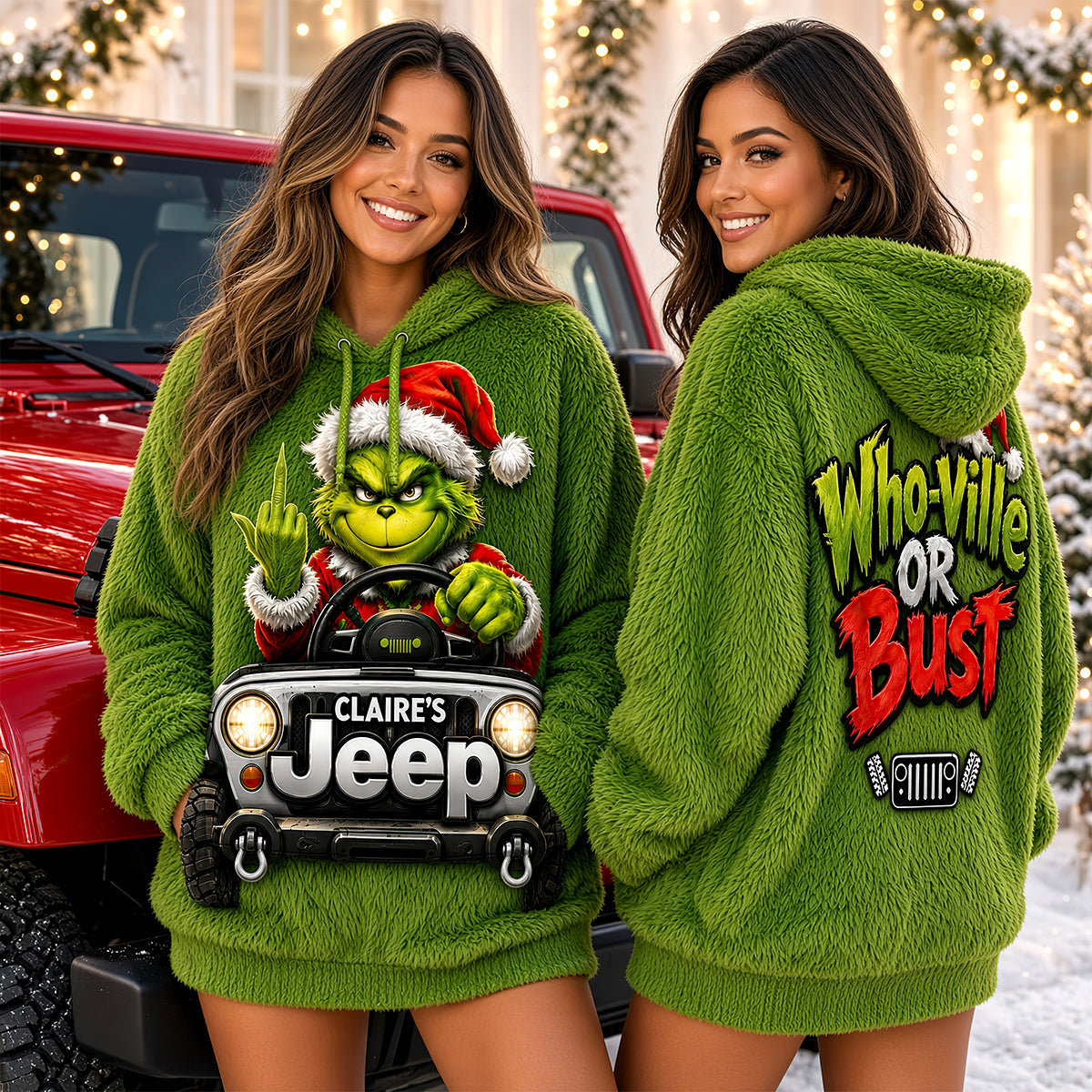 “Who-Ville or Bust”: Personalized Grinch Off-Road Journey 3D Shirt - Custom Gift for Off-Road Lovers