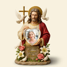 Load image into Gallery viewer, Resting Safely in The Arms of Jesus - Custom Memorial Jesus Plaque for Loved Ones Shaped Plaques PopCulturePrints
