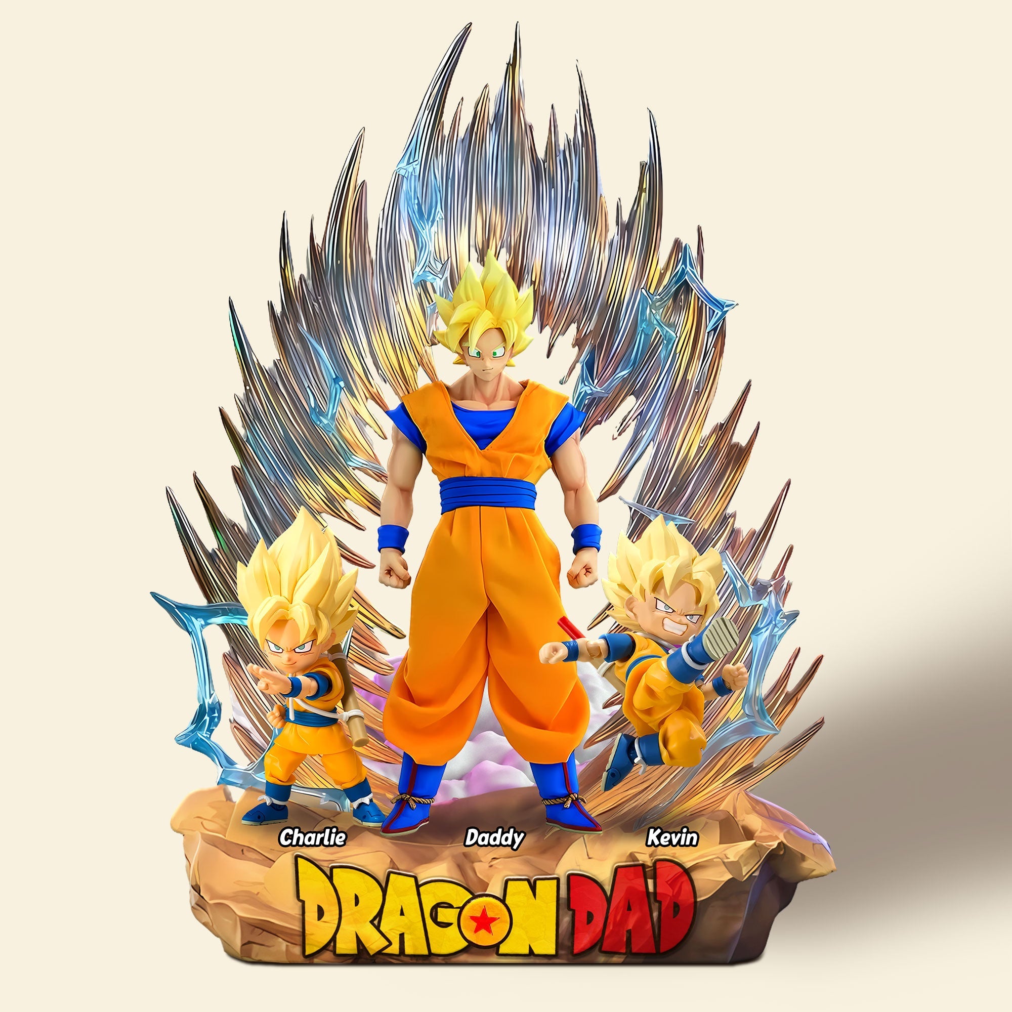 "Unleash the Power of Love - Dragon Dad Plaque, Personalized Gift for Dads and Grandpas" Shaped Plaques PopCulturePrints