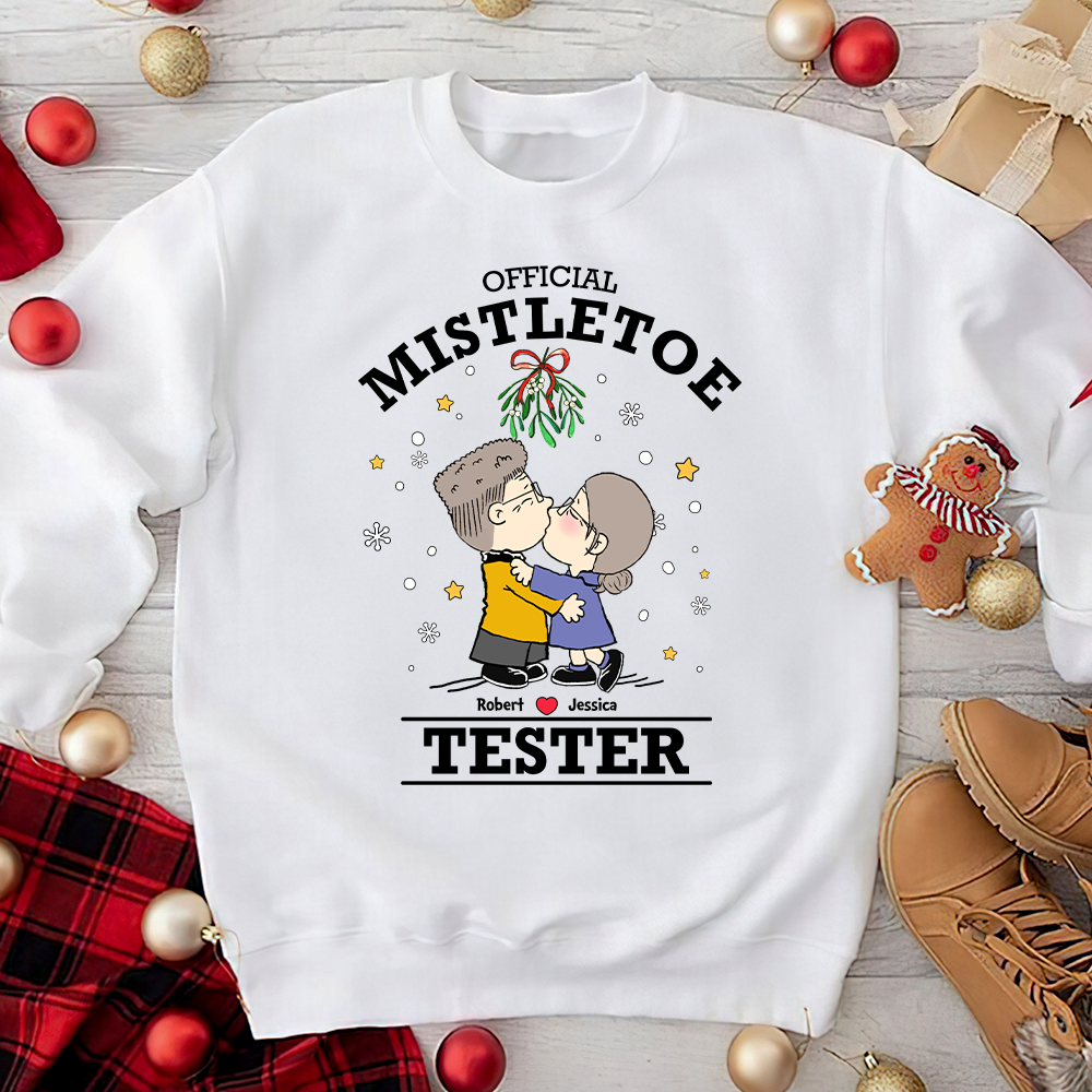 Customizable Couple Sweatshirt - Kissing Under Mistletoe