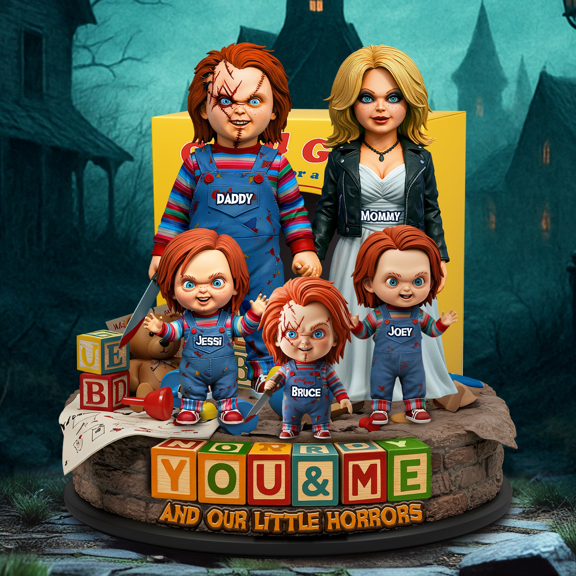 Embrace the Fear: Horror Family Acrylic Plaque - Personalized Family Gifts Shaped Plaques PopCulturePrints