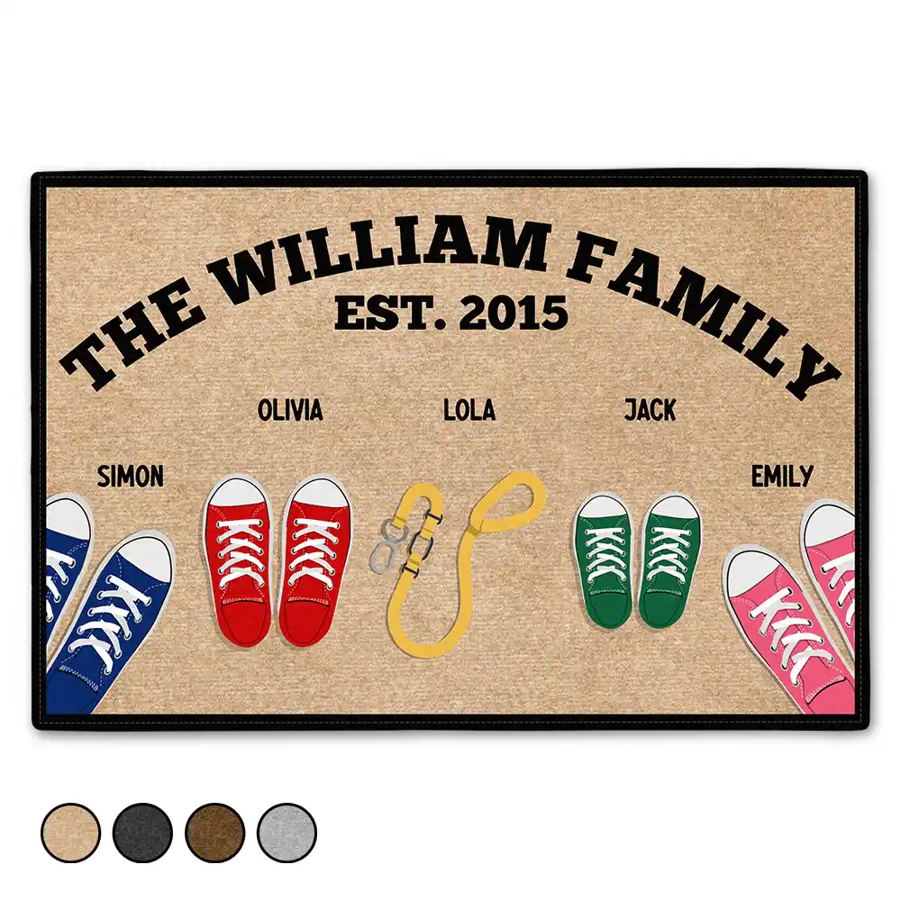 “Welcome to Our Happy Place!” - Personalized Doormat for Family & Pets Doormat PopCulturePrints