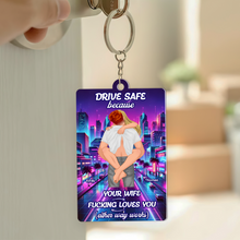 Load image into Gallery viewer, Personalized Drive Safe Keychain for Couples - Unique Gift Keychains PopCulturePrints
