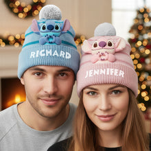 Load image into Gallery viewer, Warmth and Love: Personalized Couple Bobble Beanie Hats Hat PopCulturePrints
