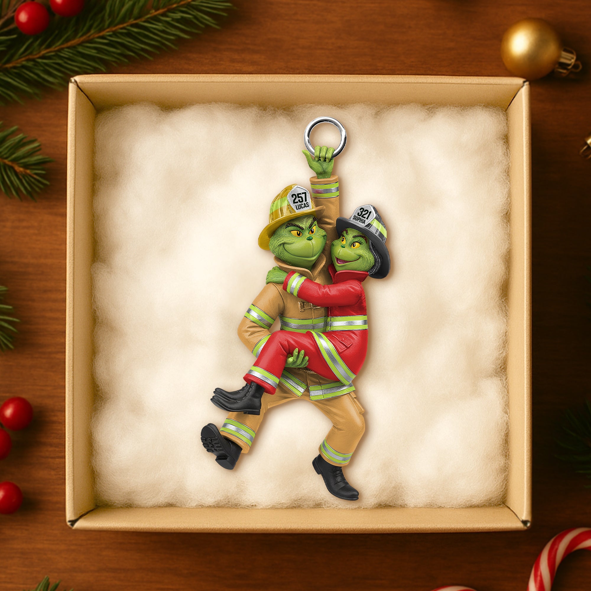 You & Me, We Got This - Playful Firefighter Couple Hanging Ornament Ornament PopCulturePrints