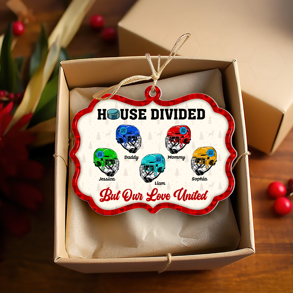 Custom Hockey Family Christmas Ornament - House Divided, Love United Ornament PopCulturePrints