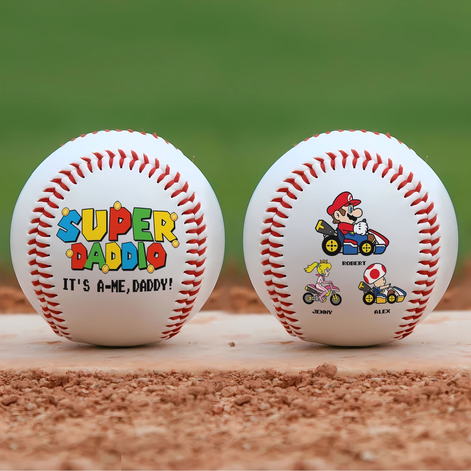 “It's-a-Me, Daddy!” - Personalized Super Dad Baseball Gift Baseball PopCulturePrints