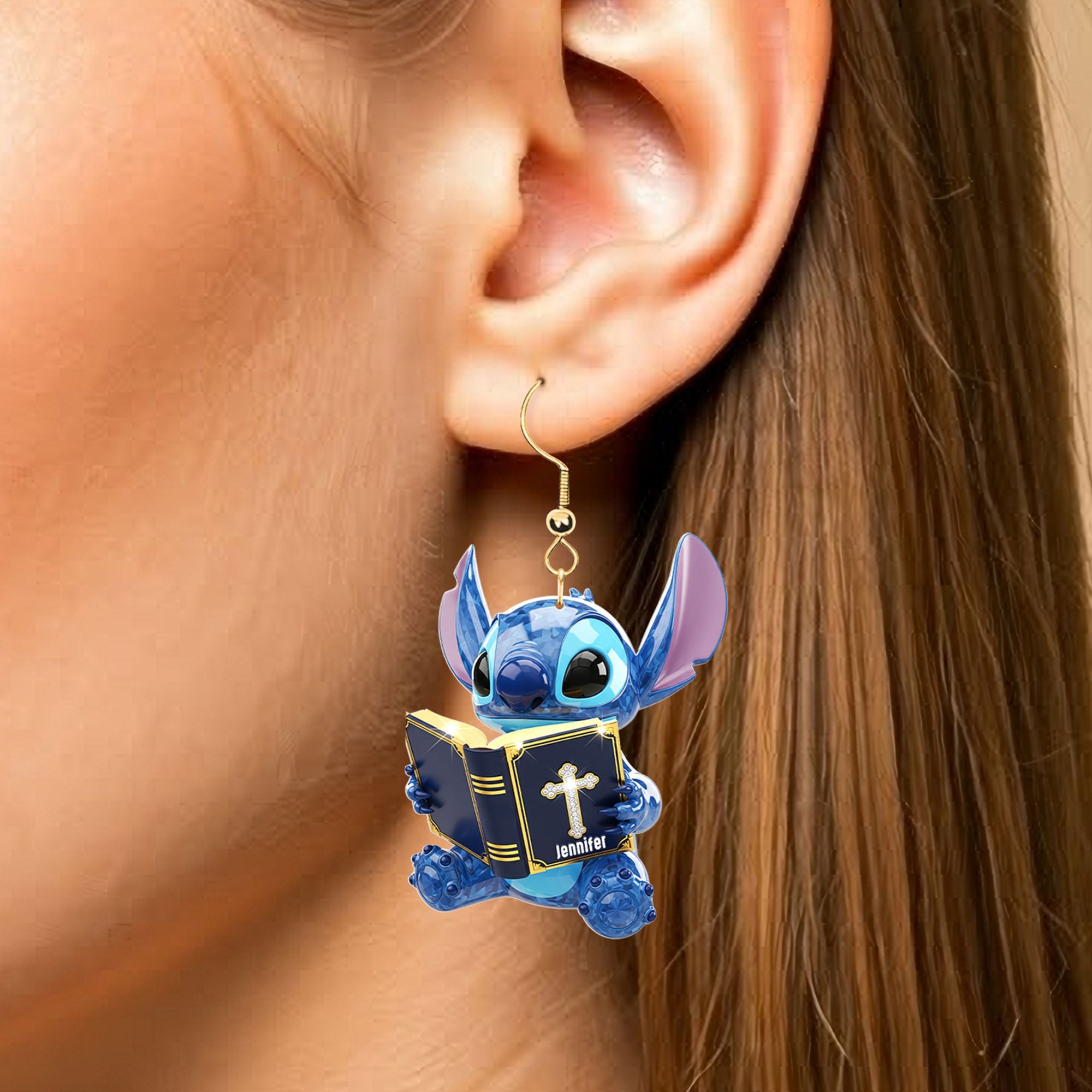 “Celebrate Your Faith with Style” - Blue Alien Earrings - Personalized Gifts for Jesus Lovers Earrings PopCulturePrints