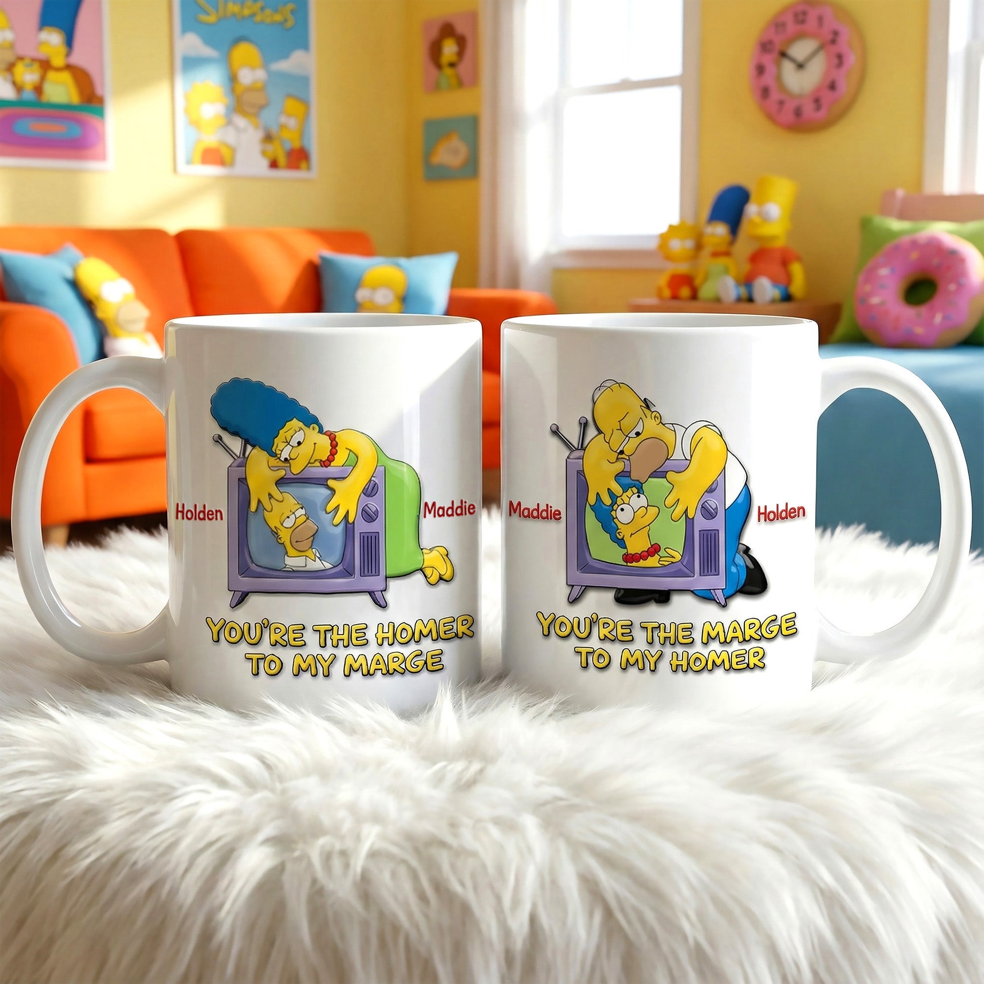 You're The Homer To My Marge - Personalized Couple Coffee Mugs Coffee Mug PopCulturePrints