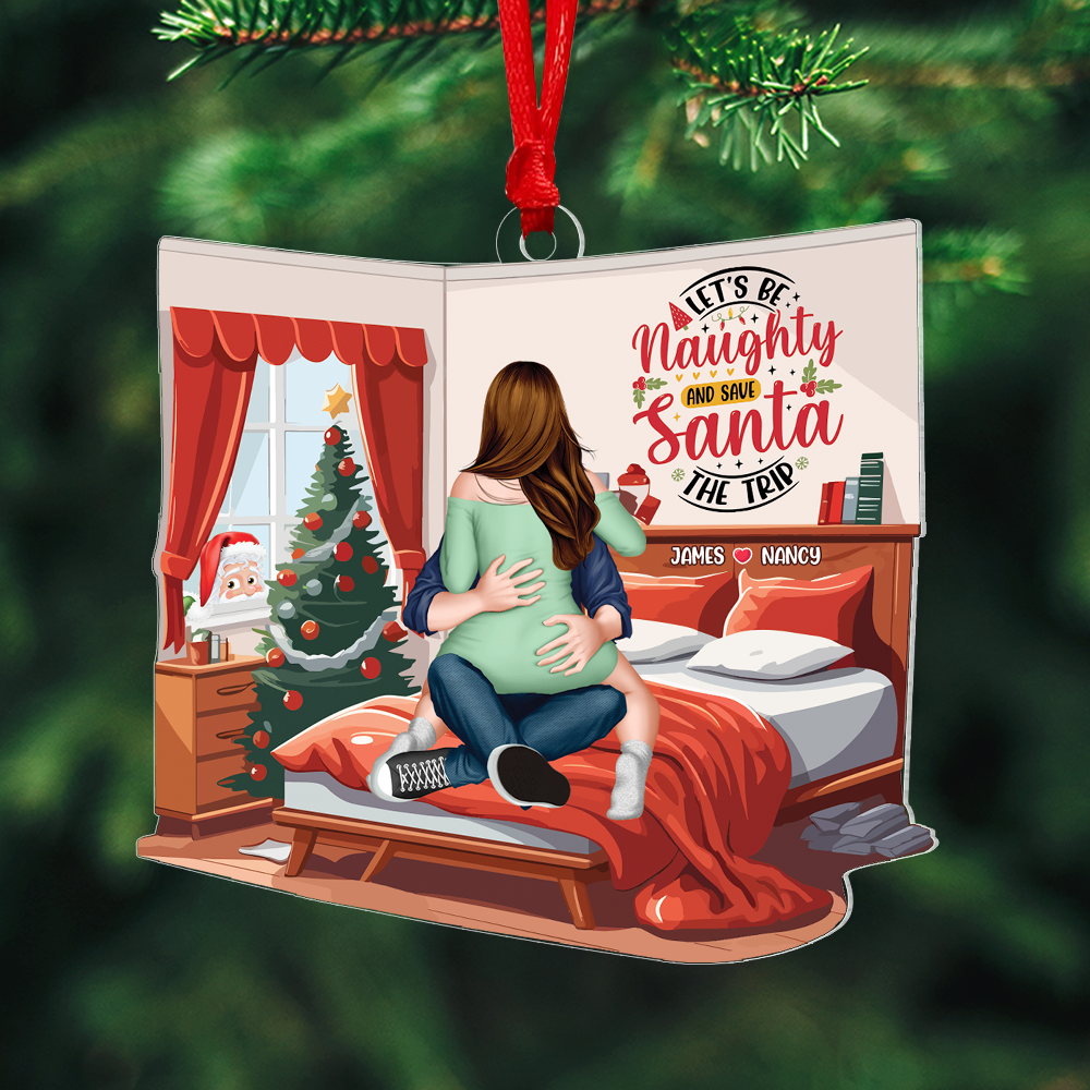 Personalized Naughty Christmas Ornament - Fun Valentine's Day Gifts for Couples Ornament PopCulturePrints