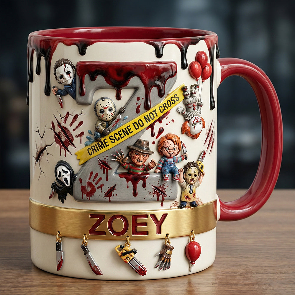 "Unleash Your Dark Side!" - Slay Party Alphabet Initial Letter Mug - Personalized Gift for Horror Fans Coffee Mug PopCulturePrints