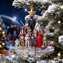 Load image into Gallery viewer, “Celebrate Their Patriotism with a Touch of the Universe” - Personalized Patriotic Universe Squad Side Ornament - Unique Gift for Star Wars Fans, Family, and Friends
