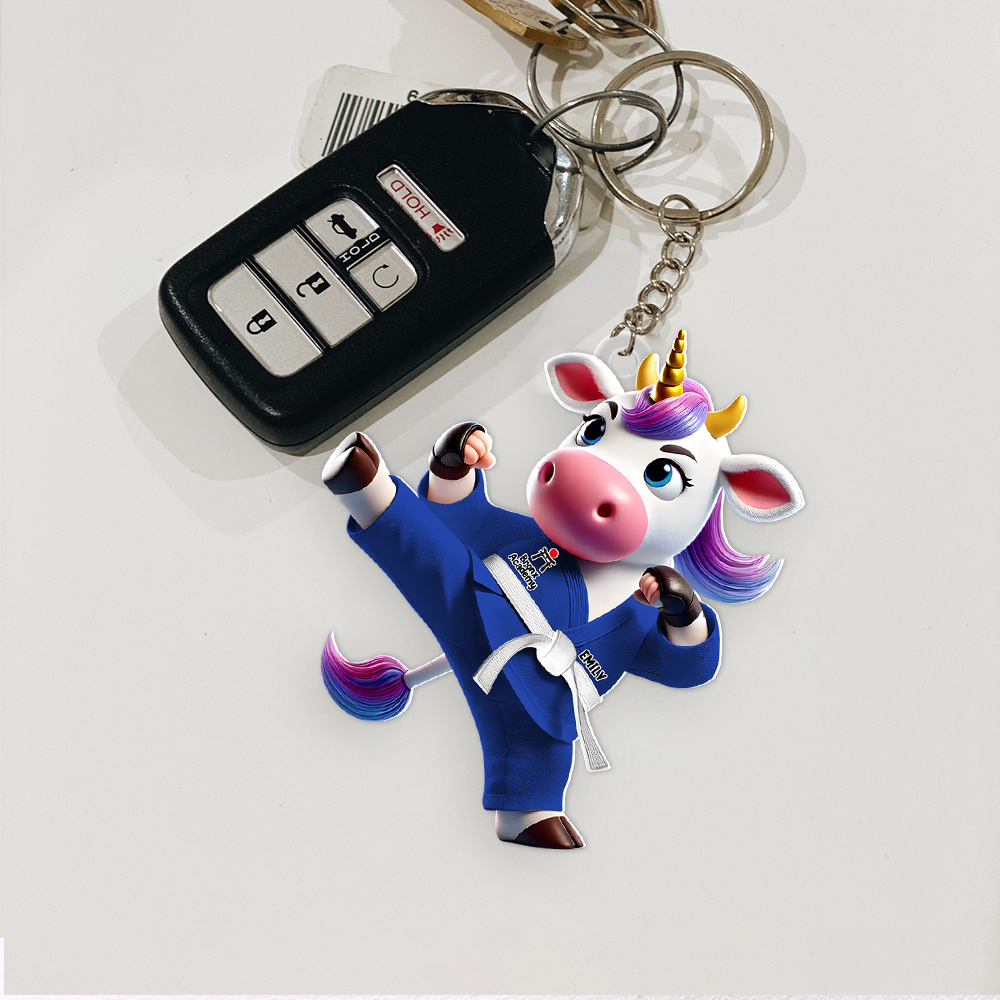 Personalized Bigfoot Karate Unicorn Keychain – Unique Gift for Pop Culture Enthusiasts Keychains PopCulturePrints