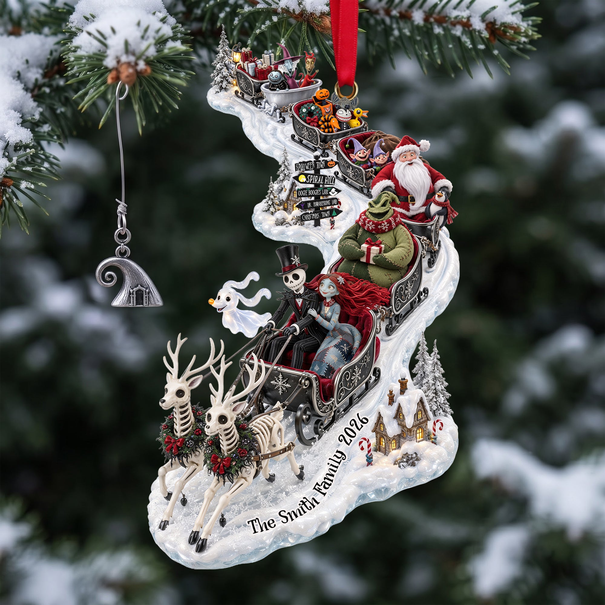 Bring Joy with Whimsical Sleigh Acrylic Ornament - Personalized Holiday Gift for Everyone Ornament PopCulturePrints