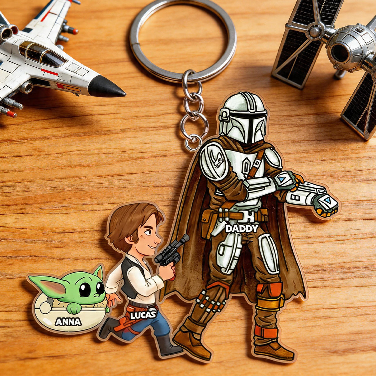 “The Force Is Strong with Our Family” - Strong Dad and Kids Acrylic Keychain - Personalized Gift for Dad, Grandpa, and Kids Keychains PopCulturePrints