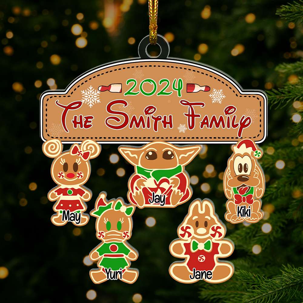 Personalized Family Christmas Acrylic Ornament - Gingerbread Style