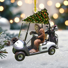 Load image into Gallery viewer, Personalized Bigfoot Golfer Christmas Ornament - Custom Name Gift for Golf Enthusiasts
