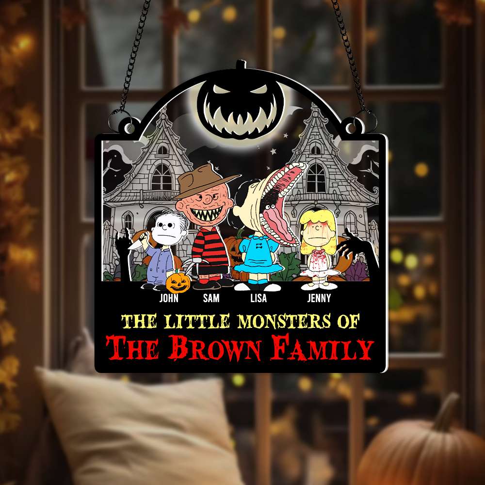 Personalized Halloween Suncatcher Ornament: The Little Monsters of Your Family