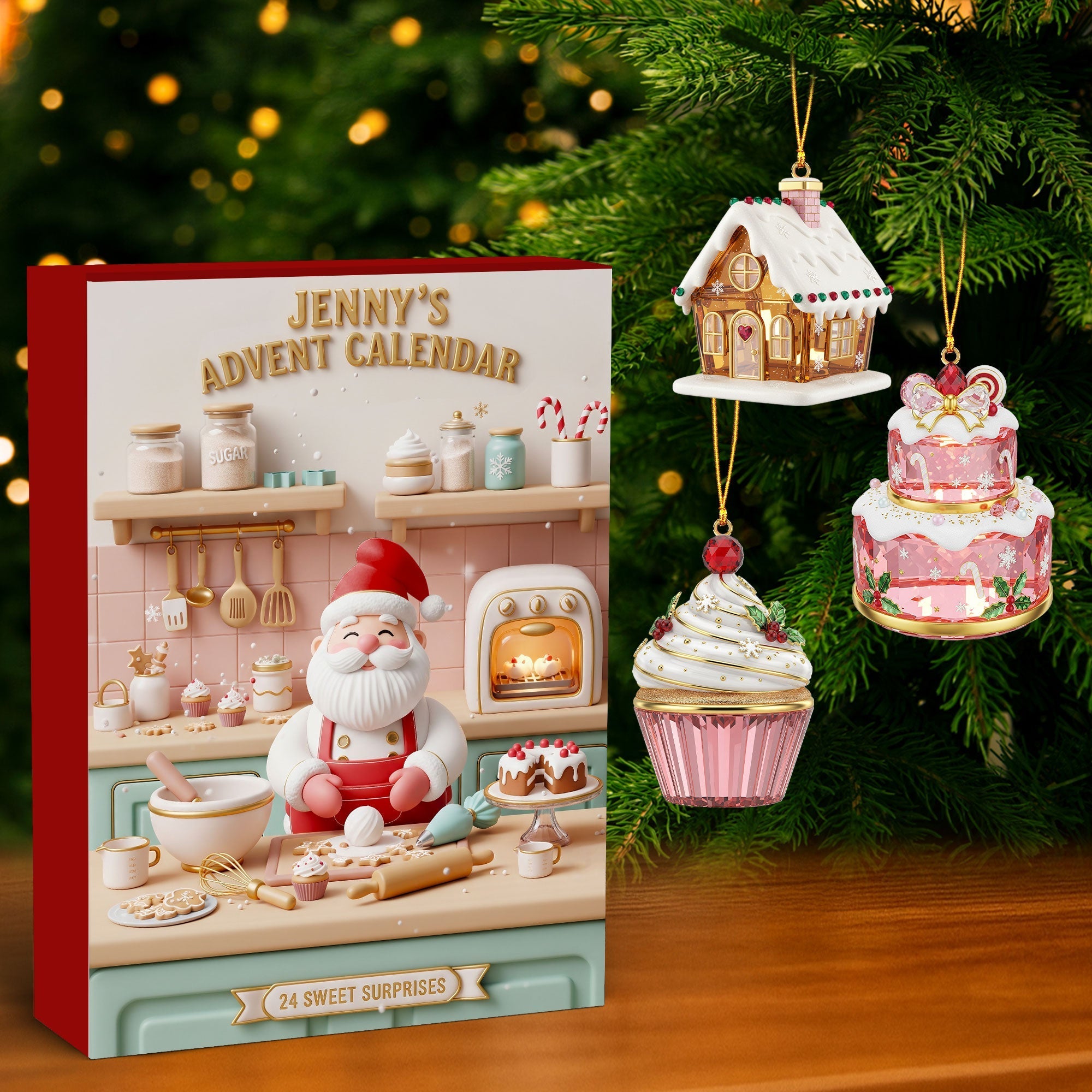 “Bake Your Way to Christmas Joy” - Personalized Custom Acrylic Advent Calendar - Gift for Bakers, Friends, and Family Advent Calendar PopCulturePrints