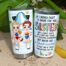 Load image into Gallery viewer, Personalized Beach Bestie Tumbler - Fight a Shark for You Design Tumbler Cup PopCulturePrints
