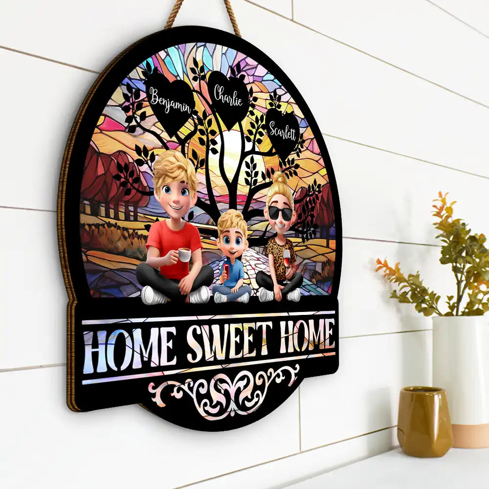 Home Sweet Home Family - Personalized Custom Shaped Wood Sign for Every Family Member Wood Shaped Sign PopCulturePrints