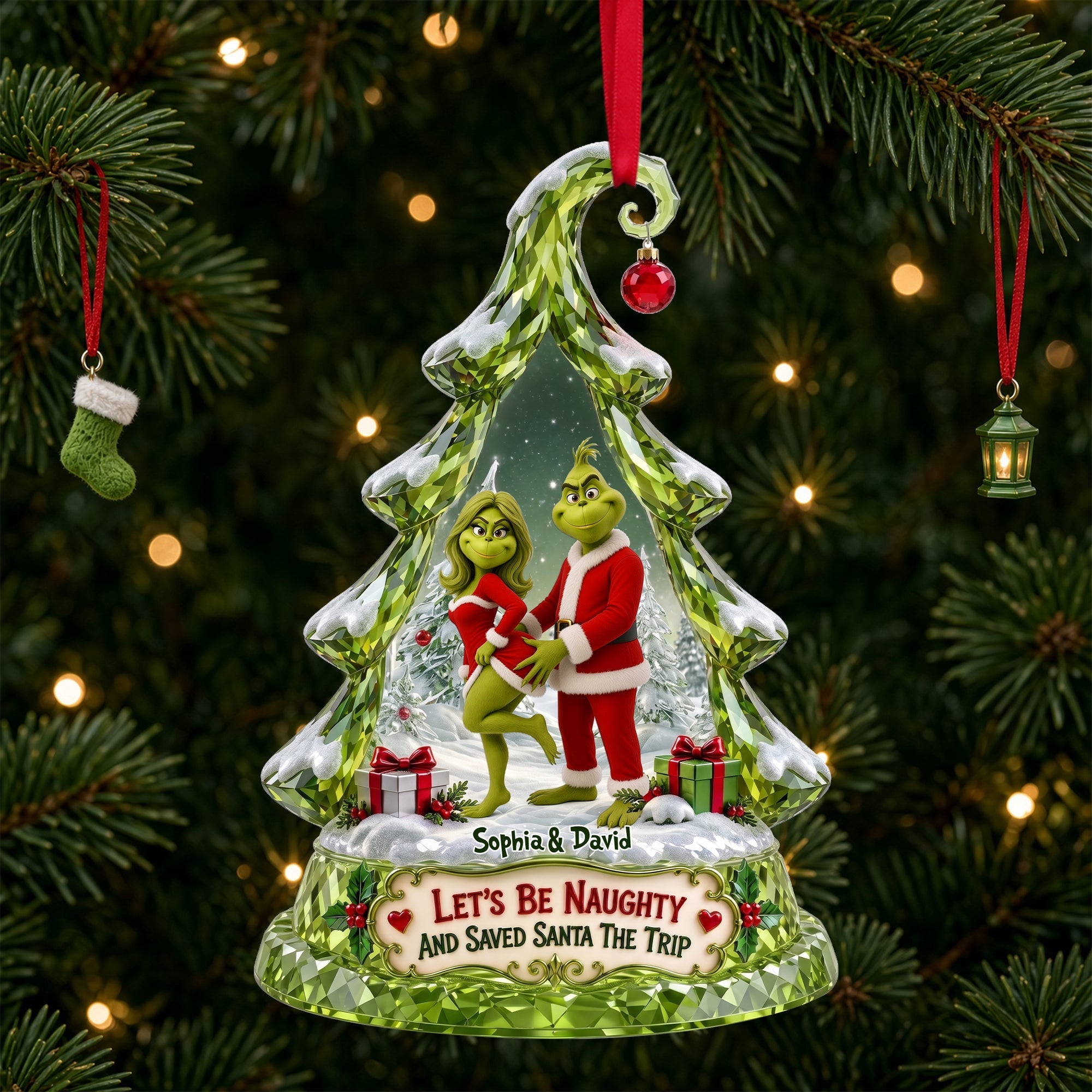 Let's Be Naughty - Playful Couple Ornament - Personalized Christmas Gift
