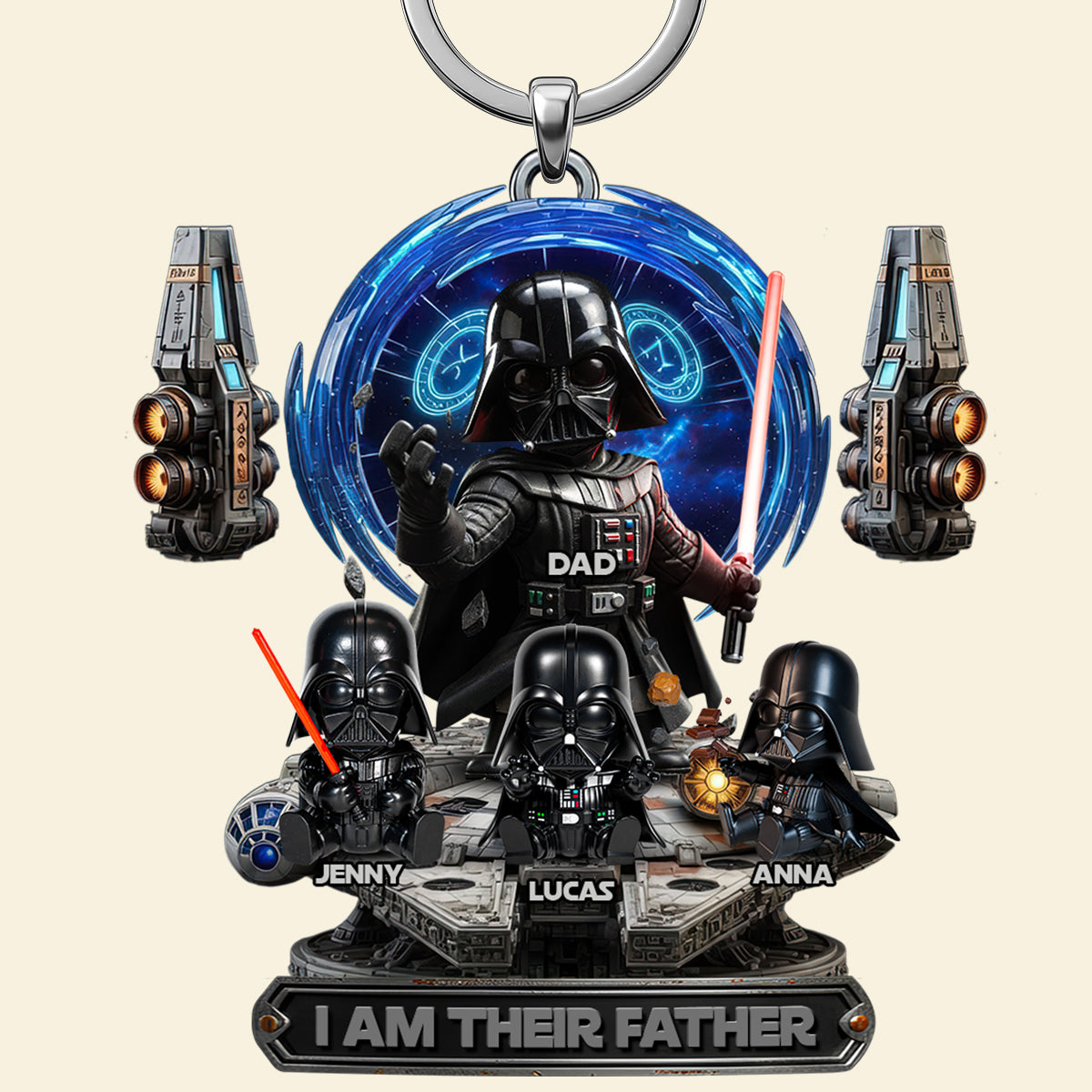 I Am Their Father Keychain - Customizable Gift for Dad, Grandpa, and All Star Wars Fans Keychains PopCulturePrints