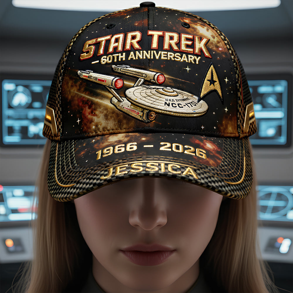 Celebrate 60 Years of Adventure - Personalized Star Trek Cap Gift for Fans and Collectors Caps PopCulturePrints