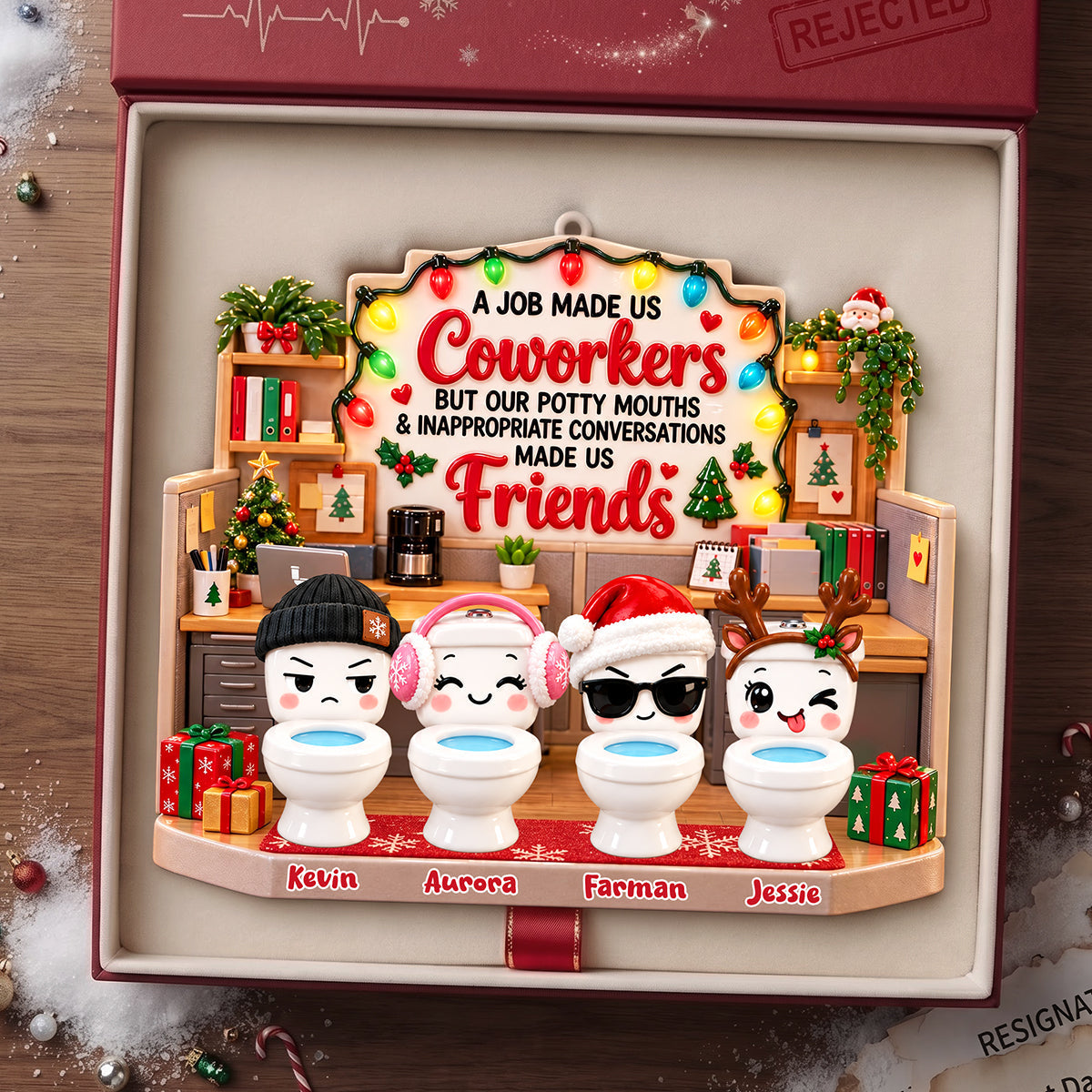 Funny Work Besties Christmas Ornament - Personalized Gift for Coworkers & Friends Ornament PopCulturePrints