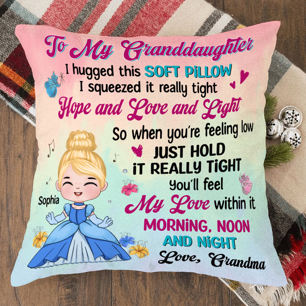 Personalized Princess Pillow for Granddaughter - Heartfelt Hug from Grandma Pillow PopCulturePrints