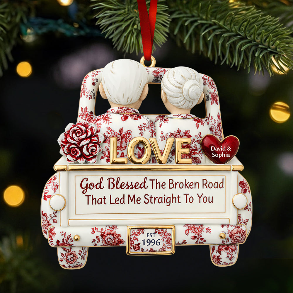 God Blessed The Broken Road - Personalized Christmas Ornament for Couples Ornament PopCulturePrints