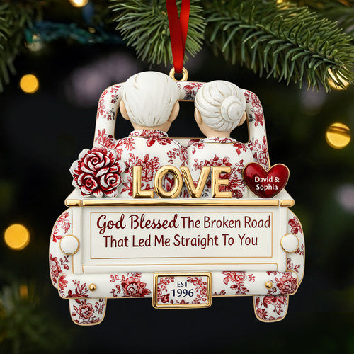 God Blessed The Broken Road - Personalized Christmas Ornament for Couples Ornament PopCulturePrints