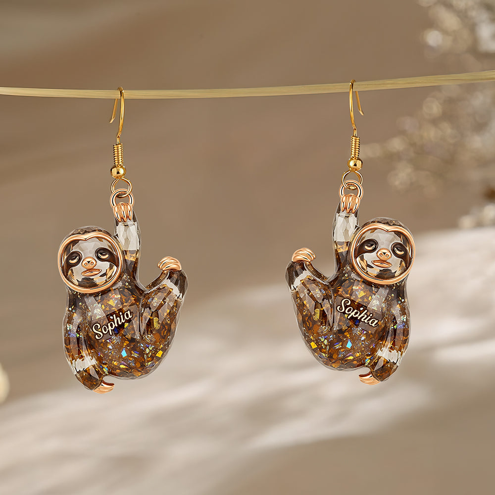 Hang In There! Tired Anti-Social Sloth Earrings - Personalized Gift for Sloth Lovers Earrings PopCulturePrints