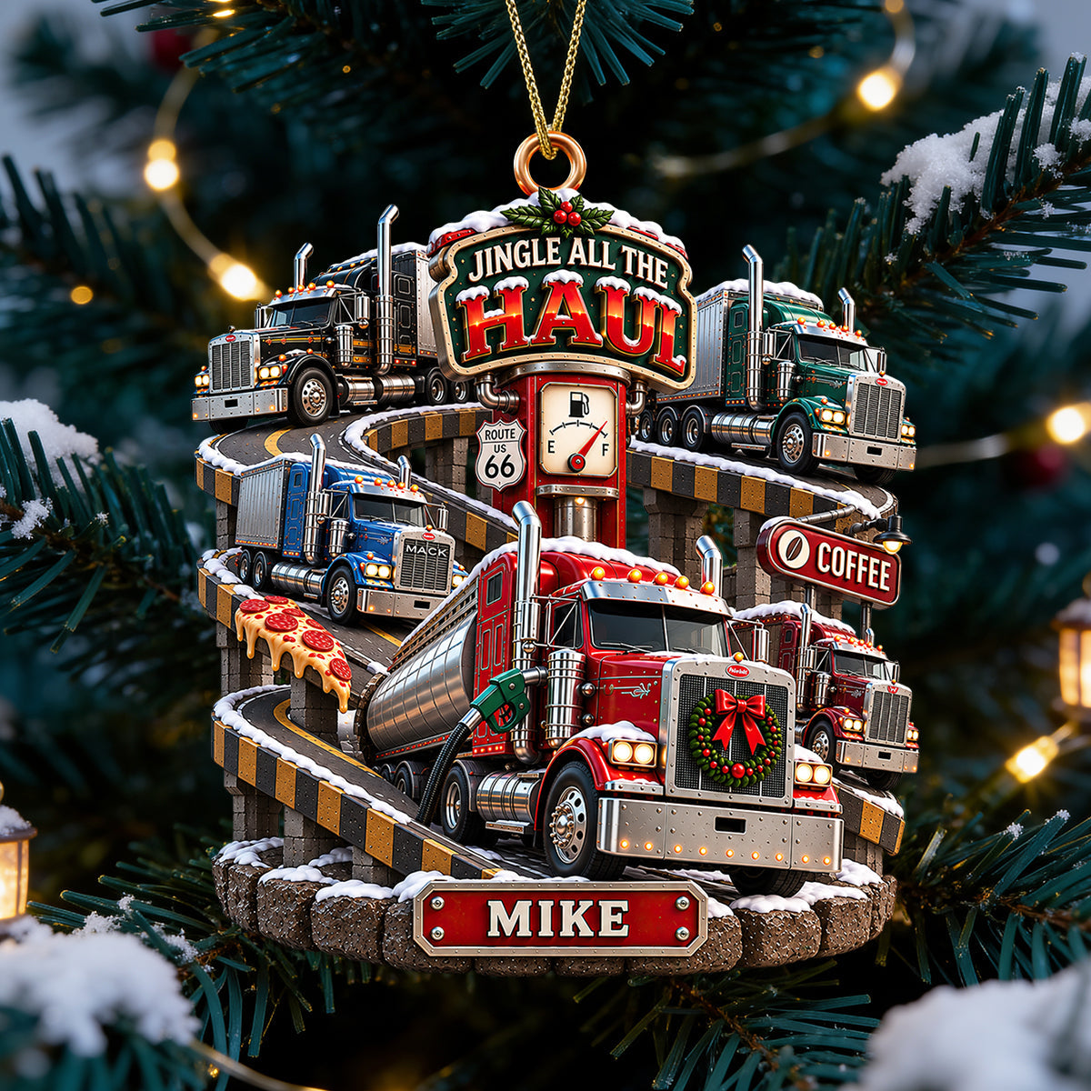 Jingle All The Haul - Personalized Christmas Trucking Life Acrylic Ornament