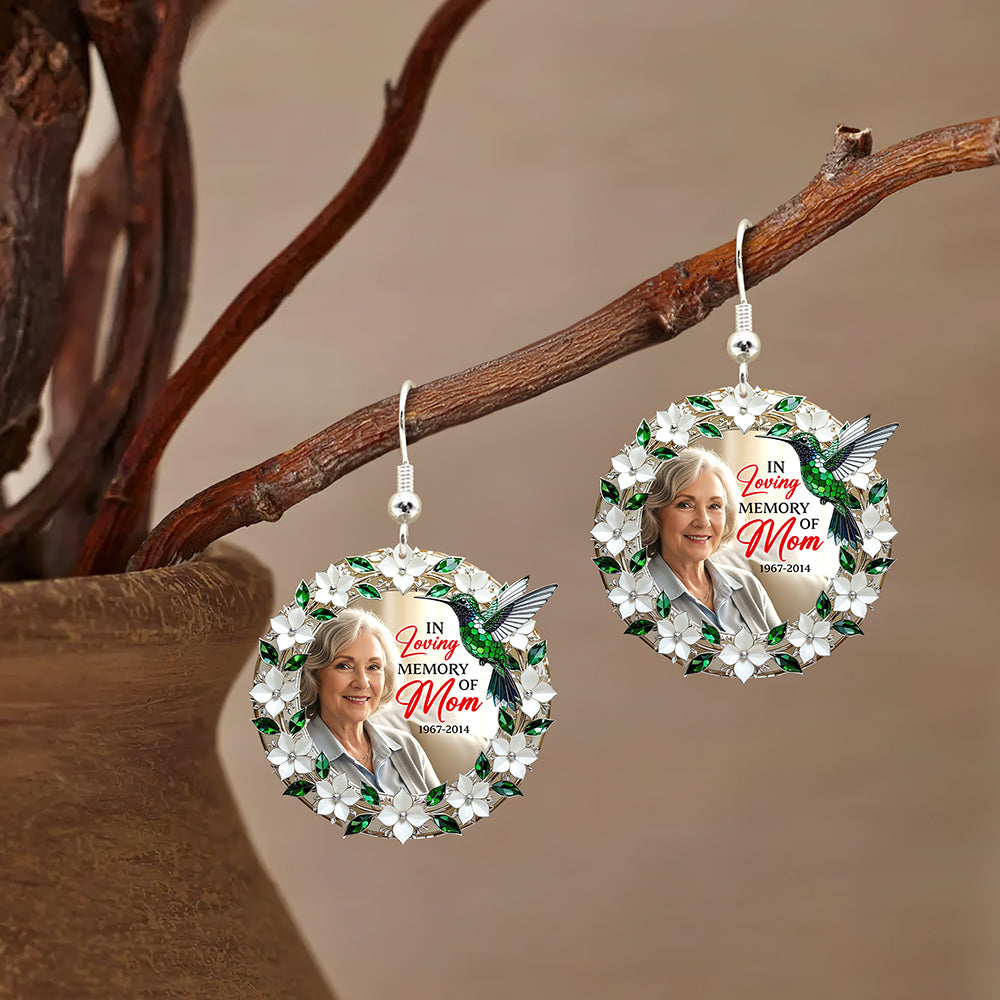 In Loving Memory of Mom – Hummingbird from Heaven Earrings | Custom Photo Gift Earrings PopCulturePrints