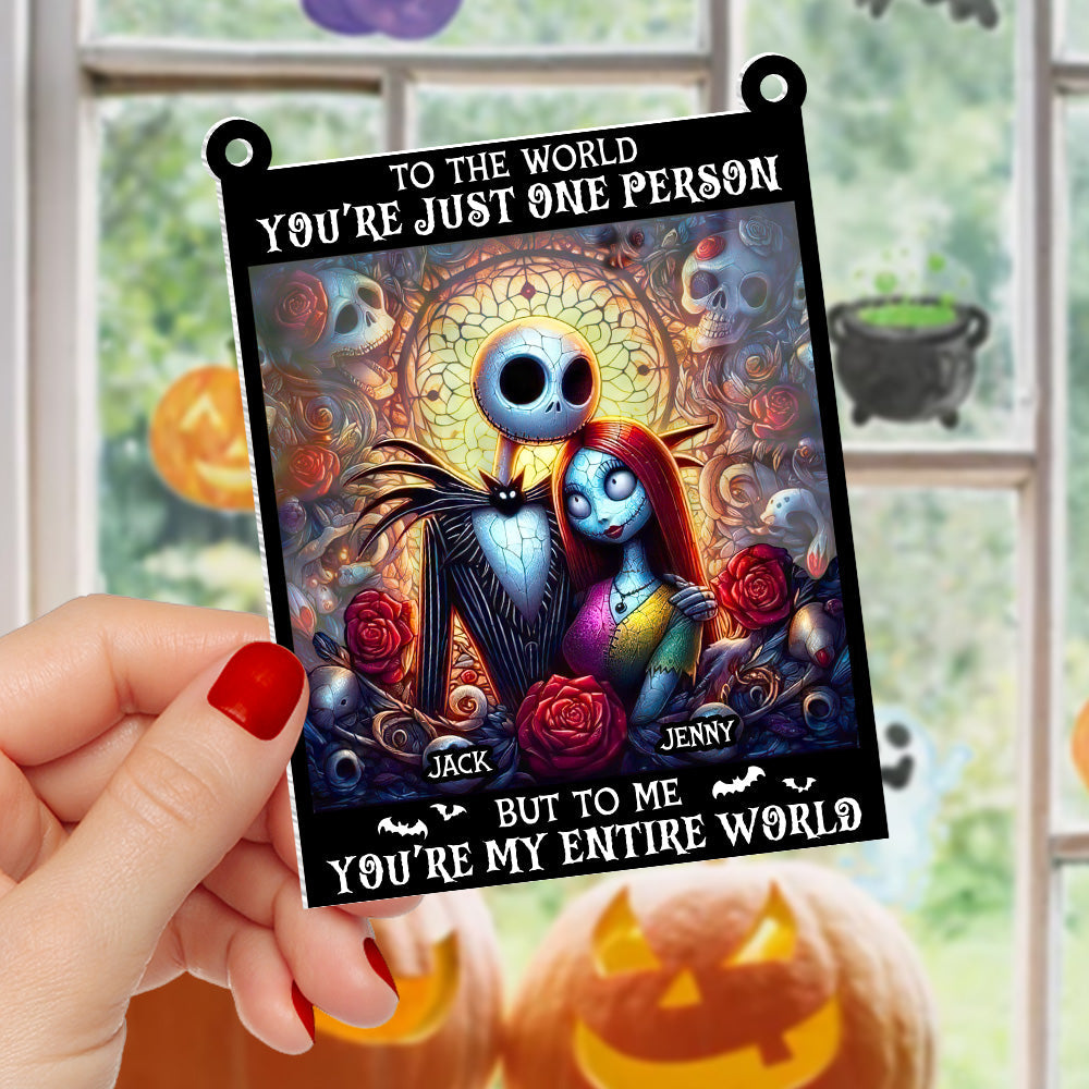 Personalized Halloween Sun Catcher for Couples - Custom Romantic Jack and Sally Design