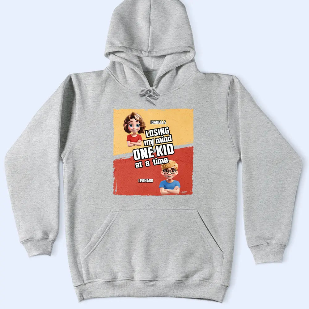 Losing My Mind One Kid At A Time - Personalized Cartoon T-Shirt - Perfect Gift for Dad and Grandpa T-shirt PopCulturePrints