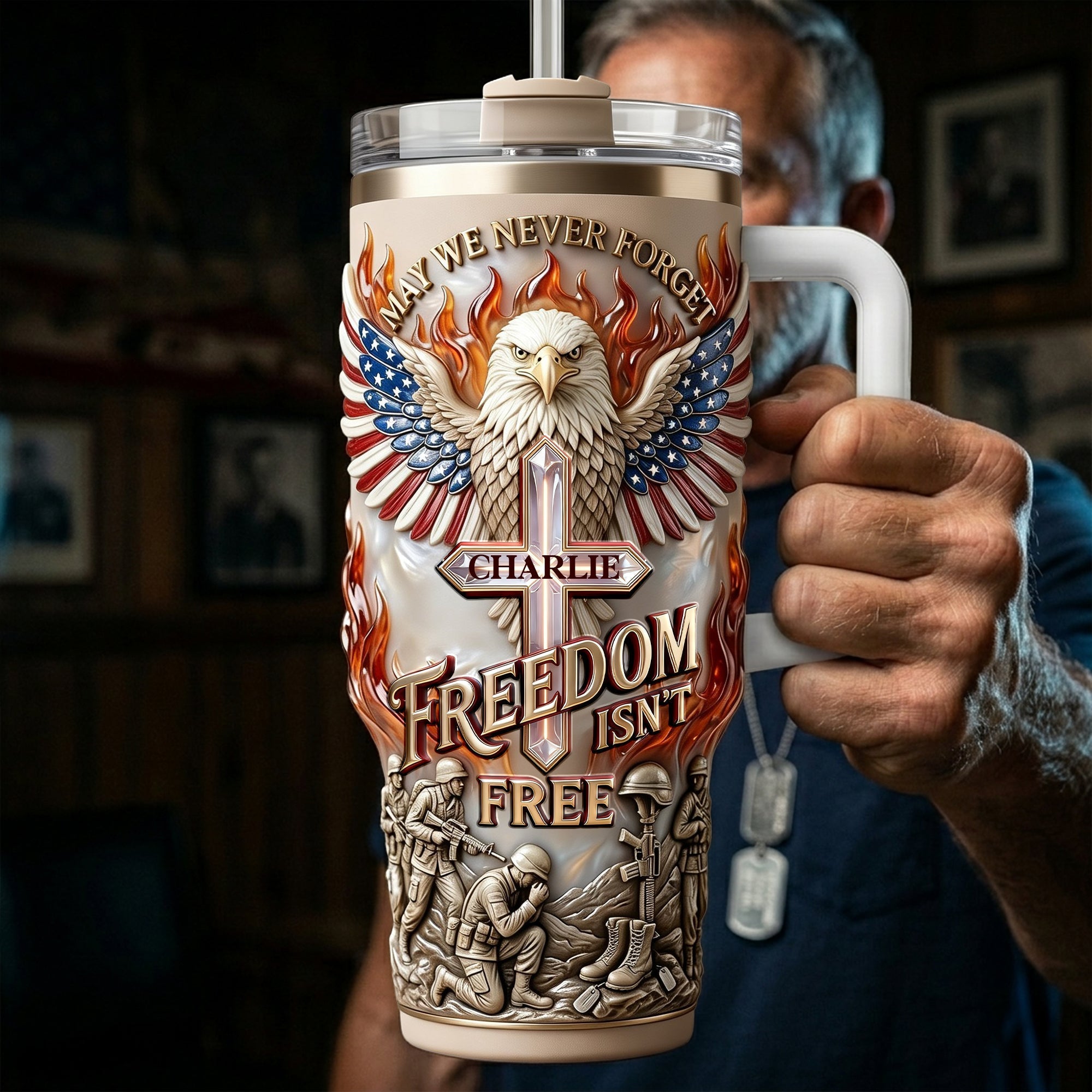 Freedom Is Not Free Tumbler - A Personalized Gift for Patriots Tumbler Cup PopCulturePrints