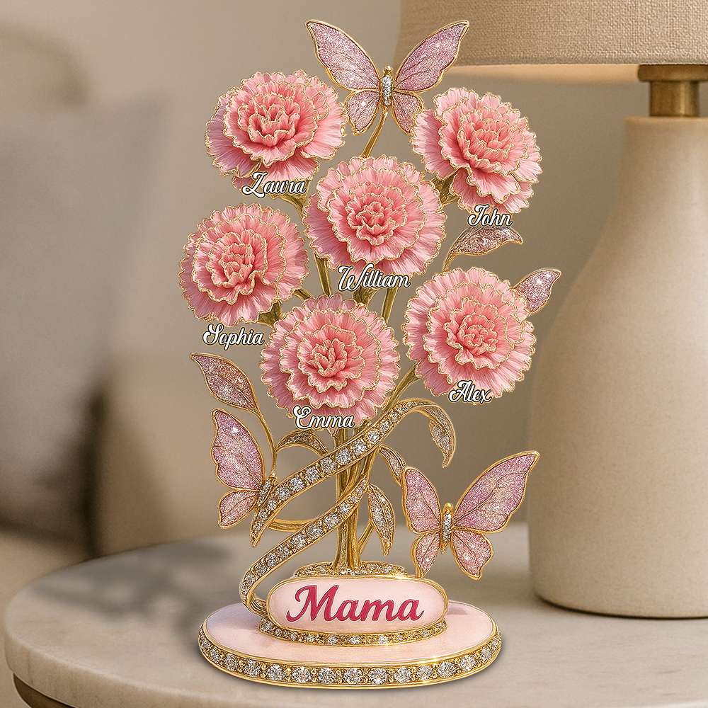 “A Mother's Love Blossoms Forever” - Personalized Carnation Flower Plaque - Gift for Mom, Grandma, and Loved Ones Shaped Plaques PopCulturePrints