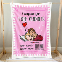 Load image into Gallery viewer, Personalized Free Cuddles Blanket for Couples Blanket PopCulturePrints

